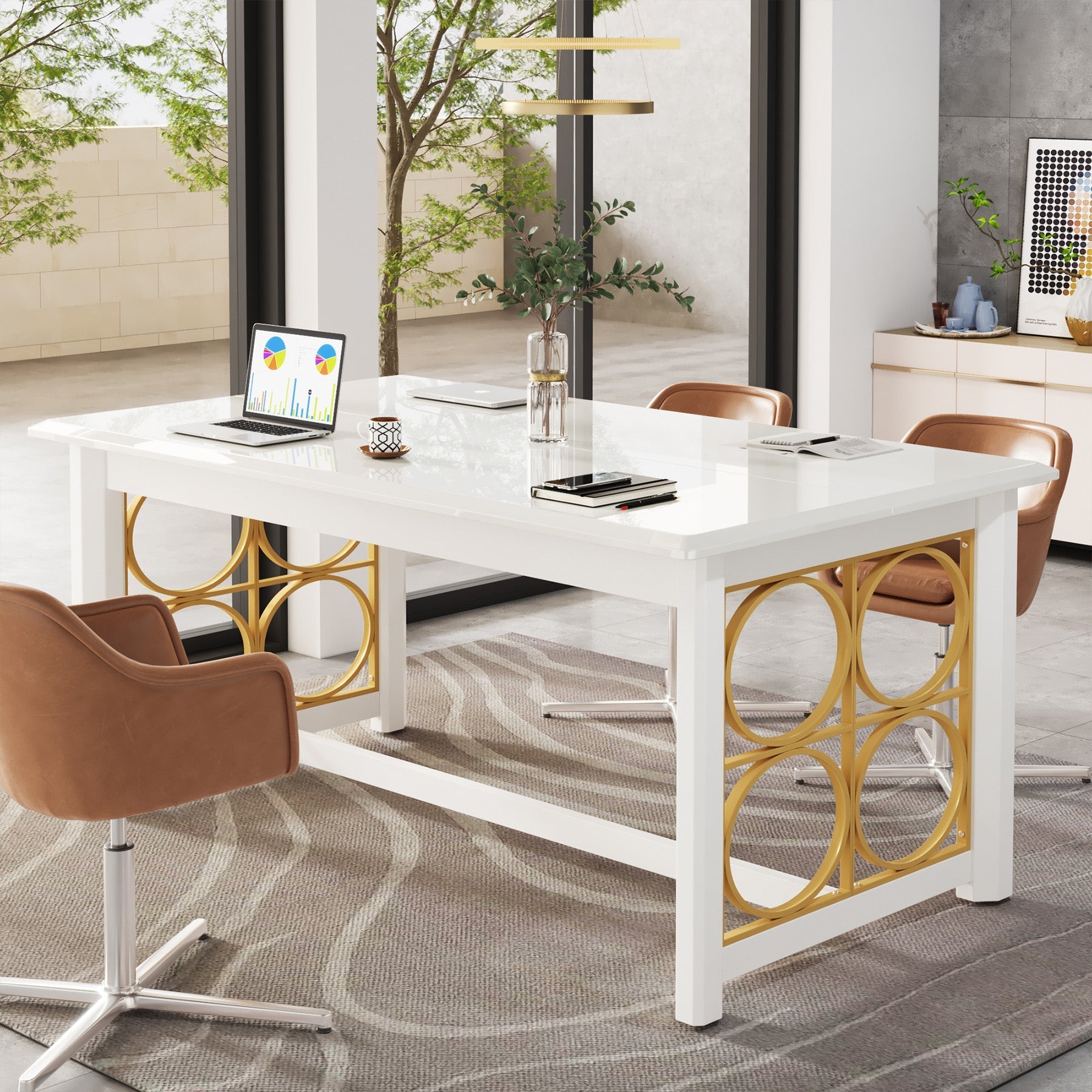 Modern Executive Desk, 63" Computer Desk Conference Table Tribesigns